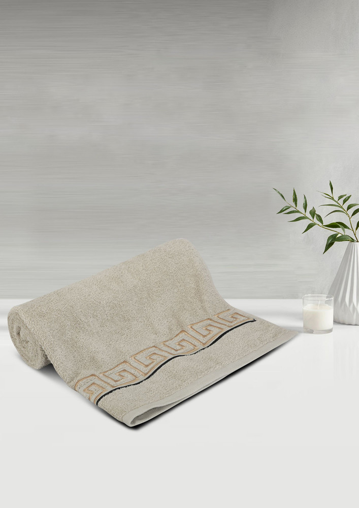 Lush & Beyond Bath Towel Set of 1, 100% Cotton Towel for Men & Women 500 GSM Towel(Beige, Size 26X55 inches)