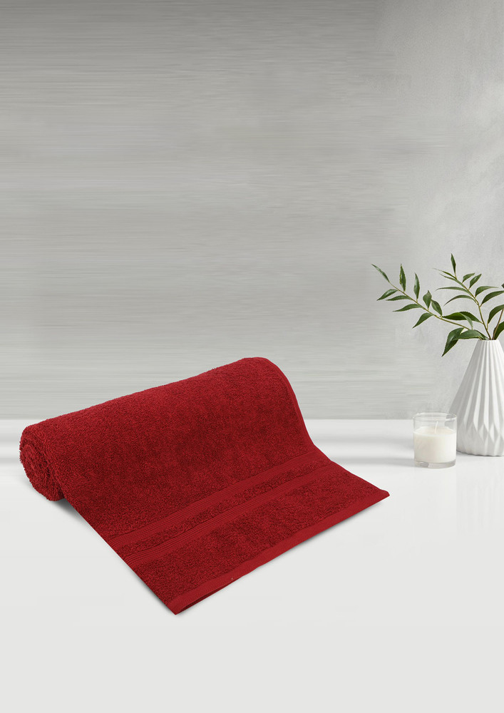 Lush & Beyond Bath Towel Set of 1, 100% Cotton Towel for Men & Women 500 GSM Towel(Red, Size 26X55 inches)