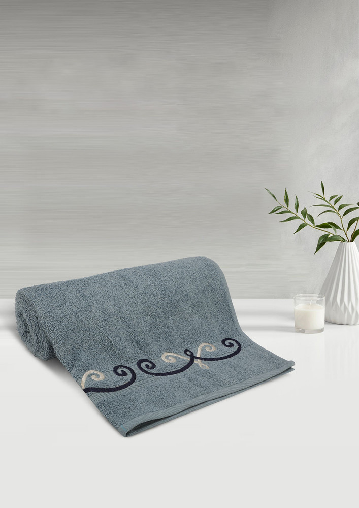 Lush & Beyond Bath Towel Set of 1, 100% Cotton Towel for Men & Women 500 GSM Towel(Blue63, Size 26X55 inches)