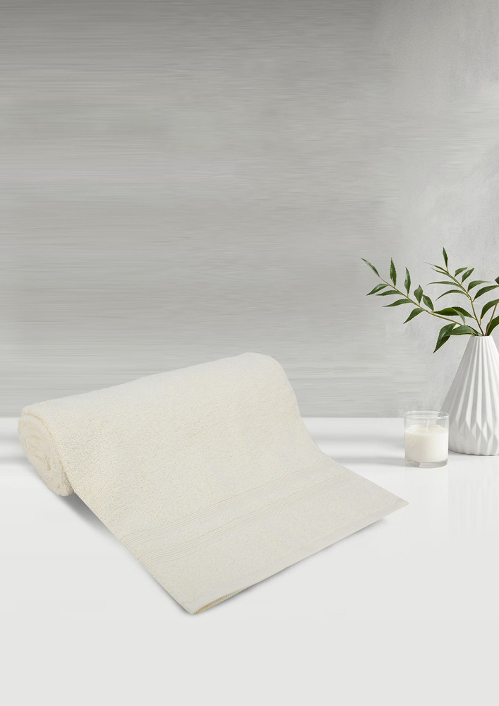 Lush & Beyond Bath Towel Set of 1, 100% Cotton Towel for Men & Women 500 GSM Towel(Cream, Size 26X55 inches)