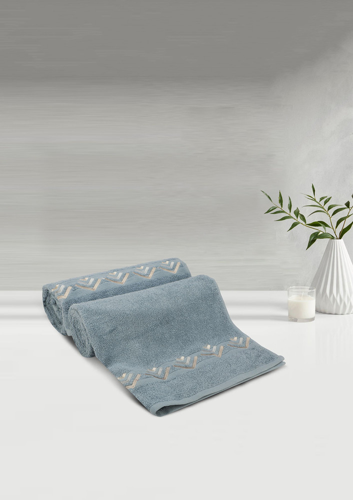Lush & Beyond Bath Towel Set of 2, 100% Cotton Towel for Men & Women 500 GSM Towel(Blue1, 30X60 inches)