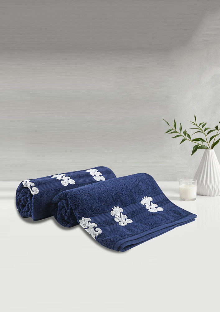 Lush & Beyond Bath Towel Set of 2, 100% Cotton Towel for Men & Women 500 GSM Towel(Blue2, 30X60 inches)