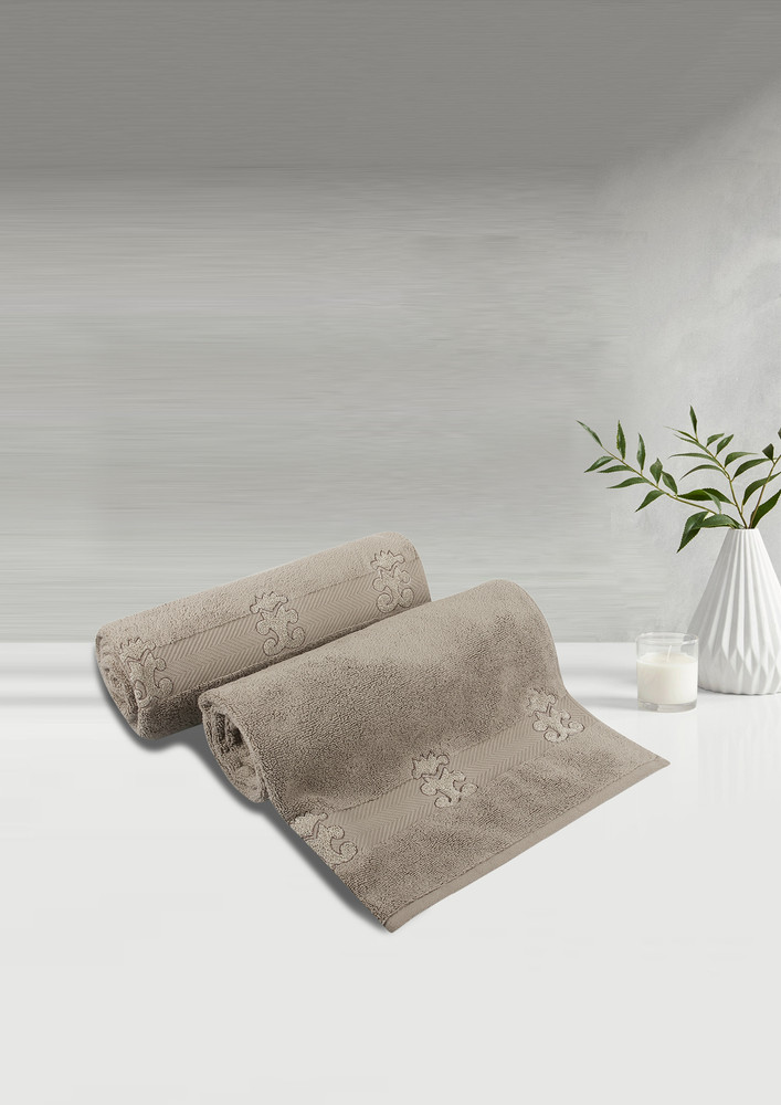 Lush & Beyond Bath Towel Set of 2, 100% Cotton Towel for Men & Women 500 GSM Towel(Beige2, 30X60 inches)