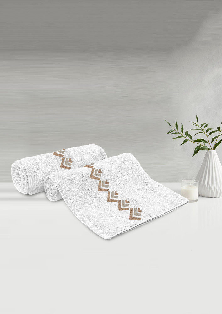Lush & Beyond Bath Towel Set of 2, 100% Cotton Towel for Men & Women 500 GSM Towel(White1, 30X60 inches)