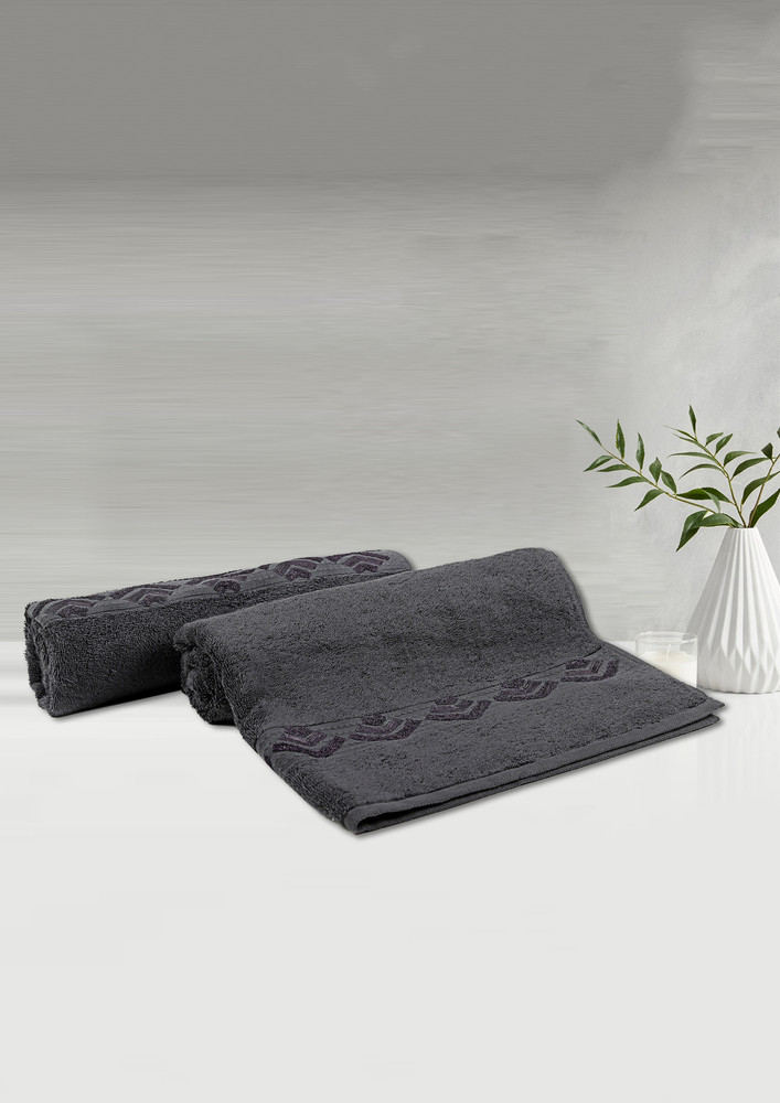 Lush & Beyond Bath Towel Set of 2, 100% Cotton Towel for Men & Women 500 GSM Towel(Dark Grey, 30X60 inches)