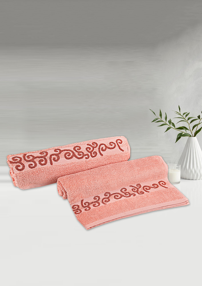 Lush & Beyond Bath Towel Set of 2, 100% Cotton Towel for Men & Women 500 GSM Towel(Peach2, 30X60 inches)