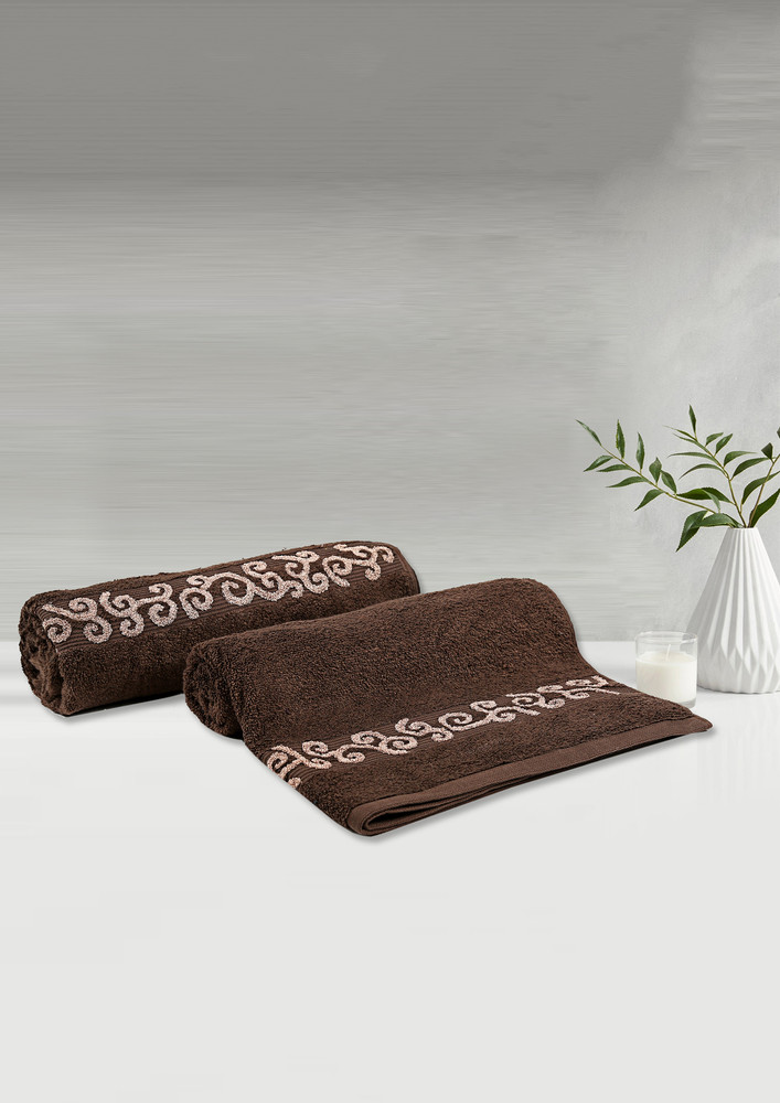 Lush & Beyond Bath Towel Set of 2, 100% Cotton Towel for Men & Women 500 GSM Towel(Brown, 30X60 inches)