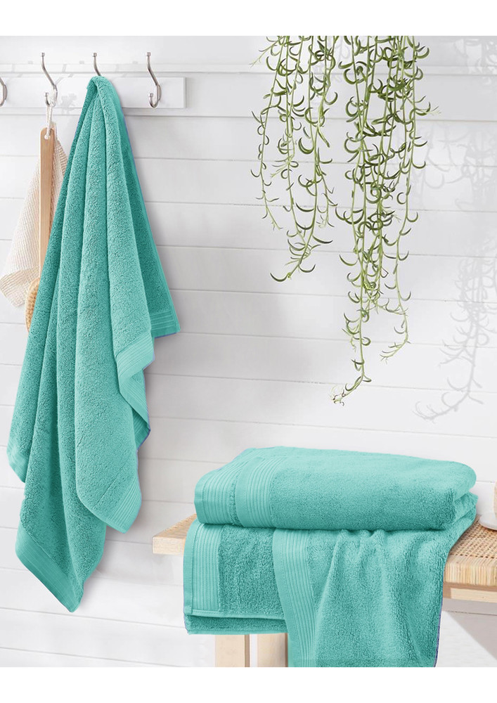 Lush & Beyond Bath Towel Set of 2, 100% Cotton Towel for Men & Women 500 GSM Towel(Sea Blue, 30X60 inches)