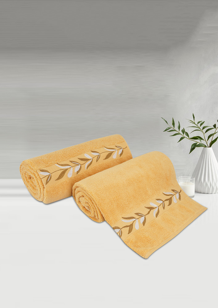 Lush & Beyond Bath Towel Set of 2, 100% Cotton Towel for Men & Women 500 GSM Towel( Dark Yellow2, 30X60 inches)