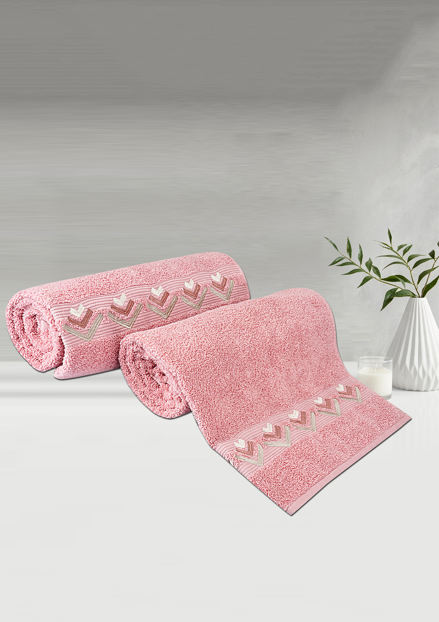 LUSH & BEYOND Bath Towel Set of 2, 100% Cotton Towel for Men & Women 500  GSM Towel