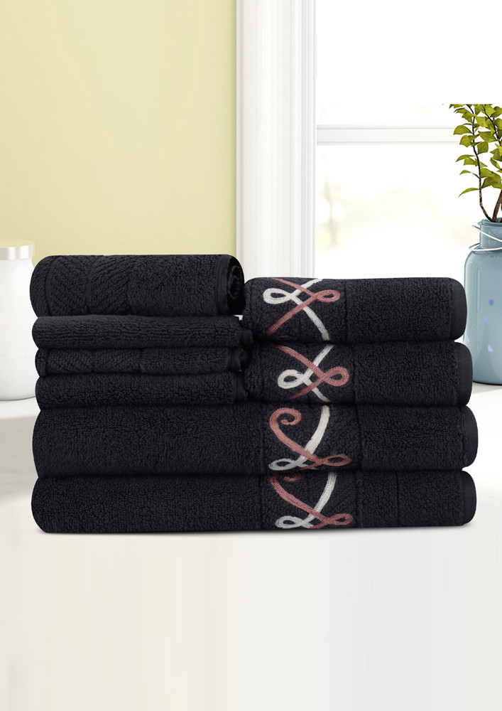 Lush & Beyond 4 Face, 2 Hand  & 2 Bath Towel Set of 8, 100% Cotton Towel for Men & Women , 500 GSM Towels, Ultra Absorbent, Super Soft & Anti Bacterial Towel for Gym, Pool, Travel, Spa and Yoga. Charcol Grey