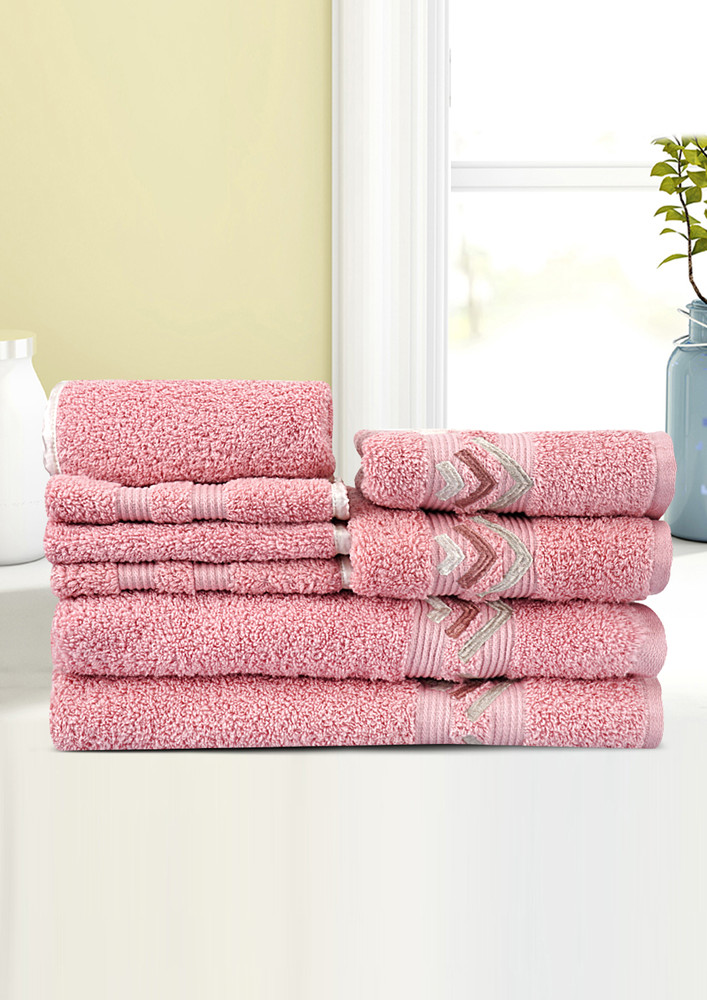 Lush & Beyond 4 Face, 2 Hand  & 2 Bath Towel Set of 8, 100% Cotton Towel for Men & Women , 500 GSM Towels, Ultra Absorbent, Super Soft & Anti Bacterial Towel for Gym, Pool, Travel, Spa and Yoga.058 Peach