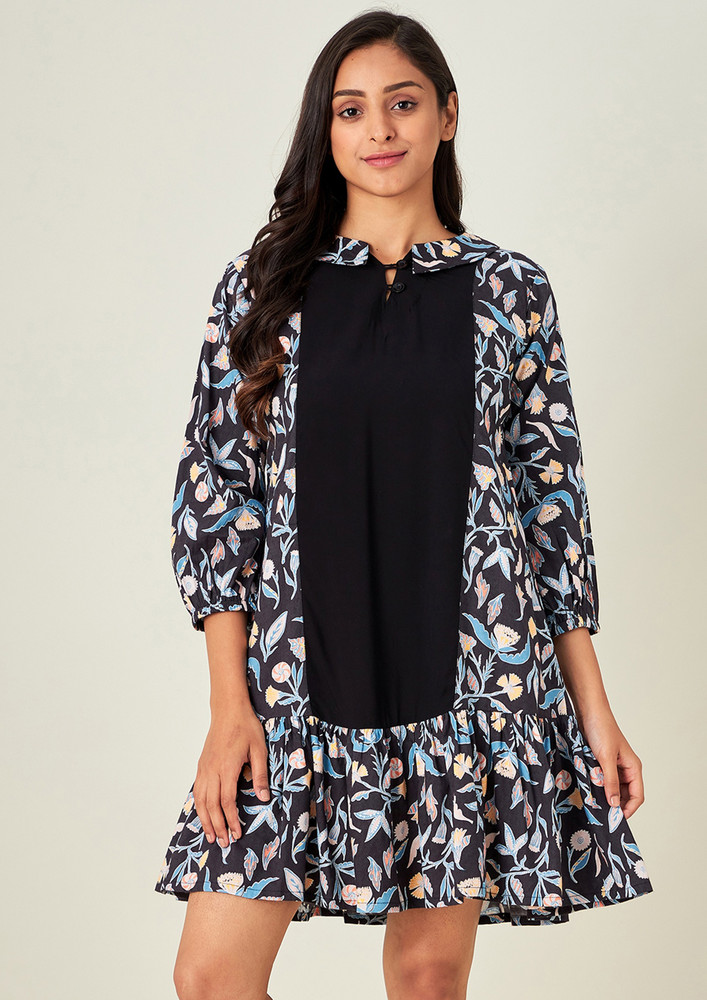 Black and Blue Leaves Loungedress