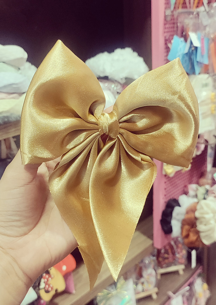 Shinny Pretty Party Hair Bows For Girls -Golden