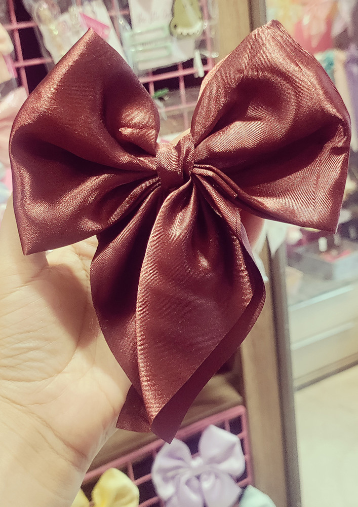 Shinny Pretty Party Hair Bows For Girls -Maroon