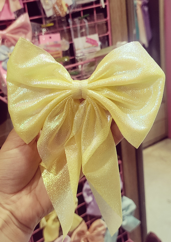Shinny Pretty Party Hair Bows For Girls -Yellow