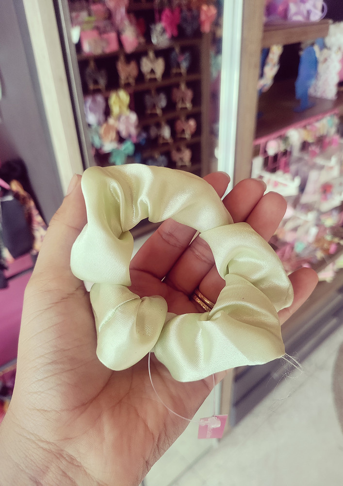 Soft and Stretachable Satin Hair Scrunchy- White and Black