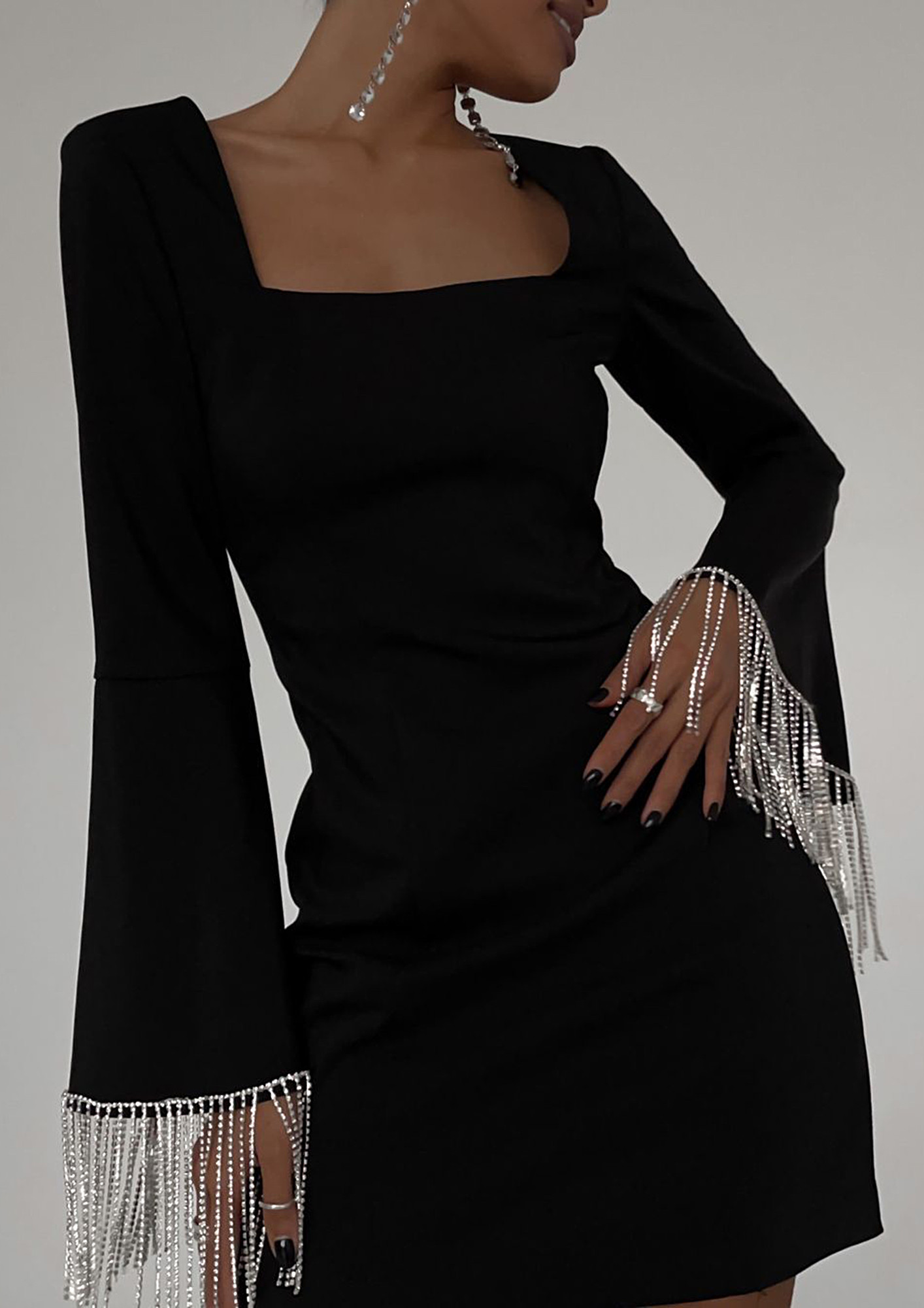 Black Jersey Fringe Bodycon Dress | Womens Dresses | Select Online