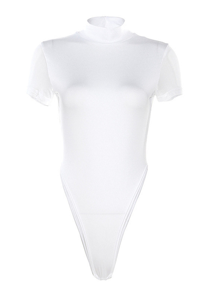 White Turtleneck Short Sleeved Bodysuit