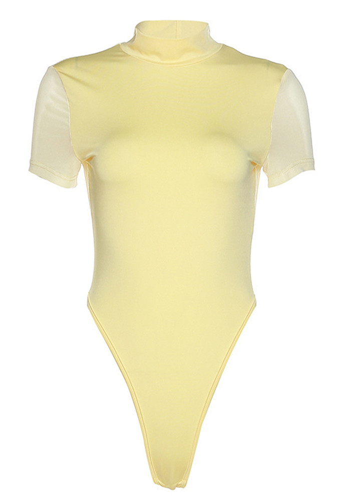 Yellow Turtleneck Short Sleeved Bodysuit