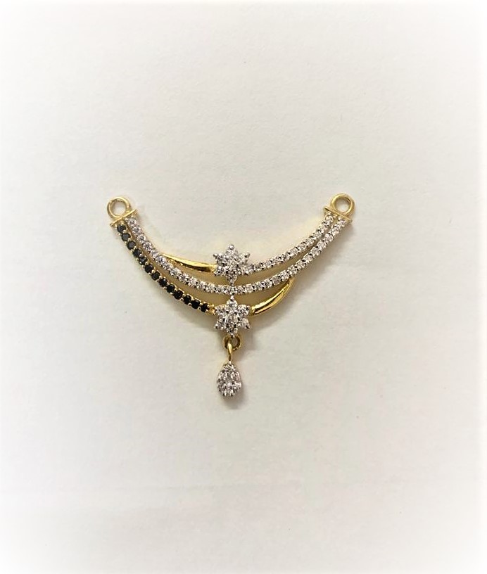 Curb Style Silver Zircon Mangalsutra