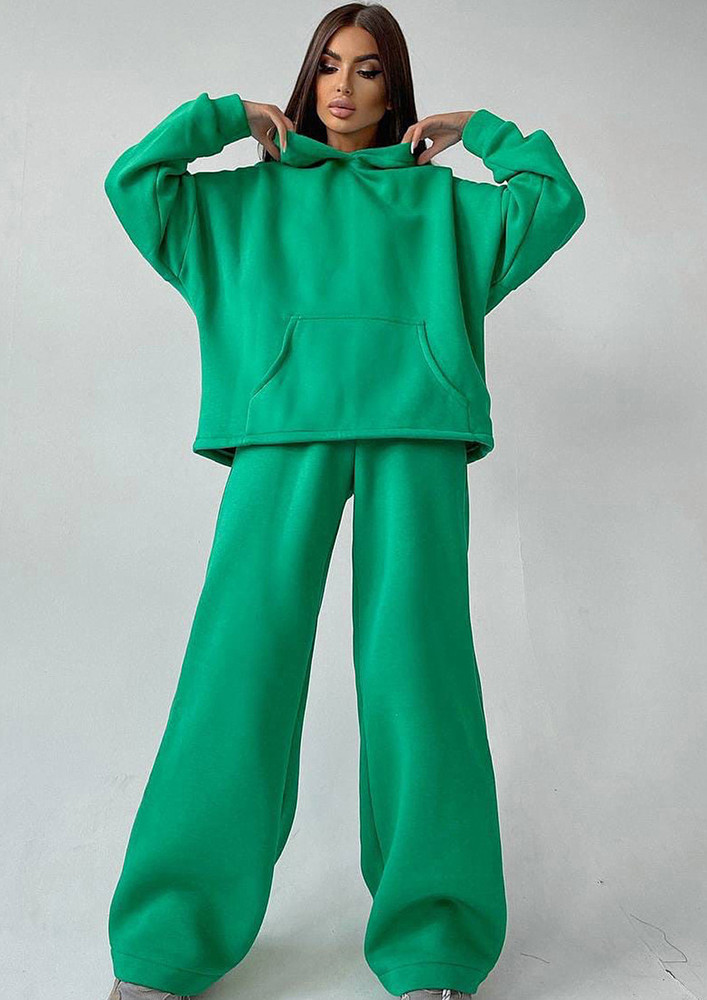 GREEN RELAXED FIT HOODIE & WIDE TROUSER SET