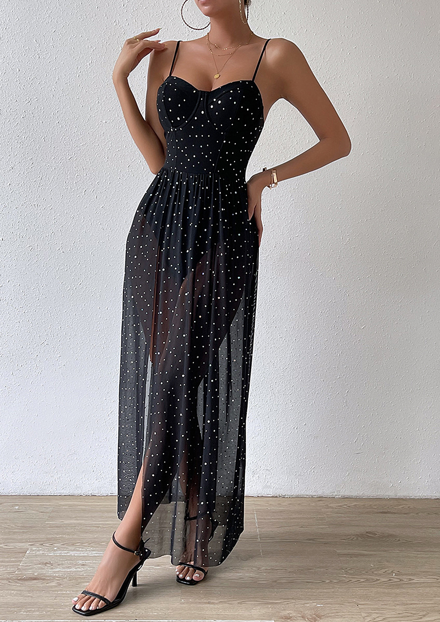 Buy BLACK HIGH-SLIT MAXI DRESS for Women Online in India