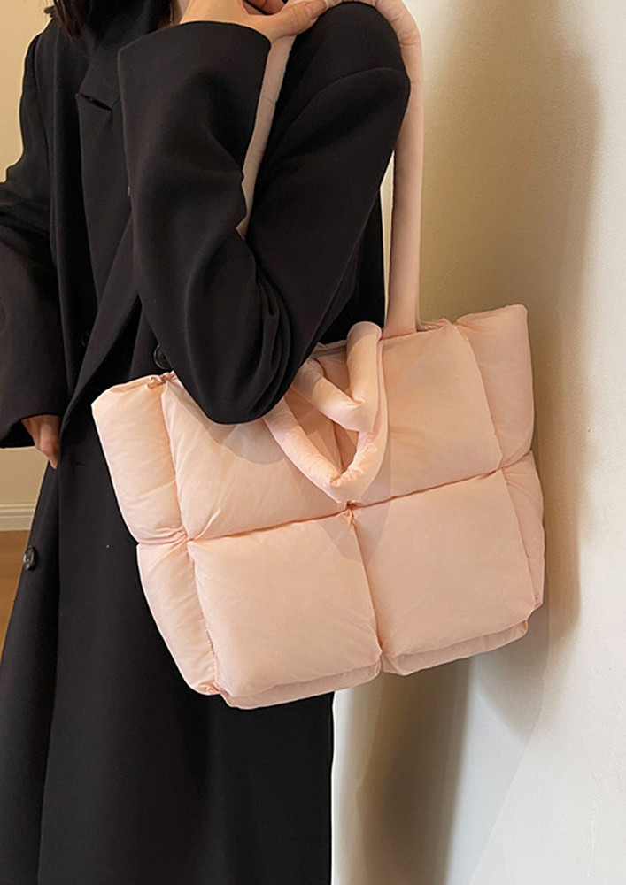 SPACIOUS QUILTED PINK TOTE BAG