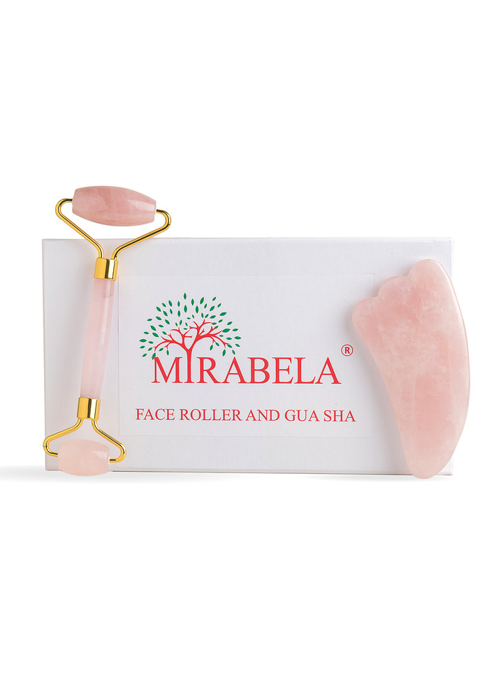 Mirabela Rose Quartz Face Roller and  Teardrop Gua Sha Set