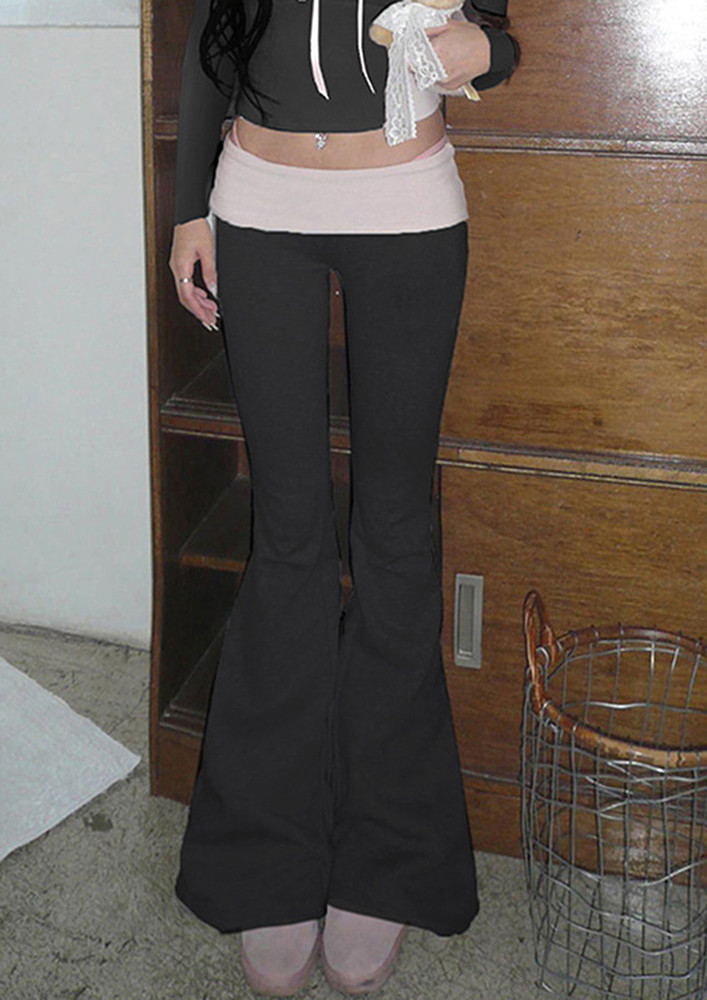 Colourblock Knitted Black Flare Pants