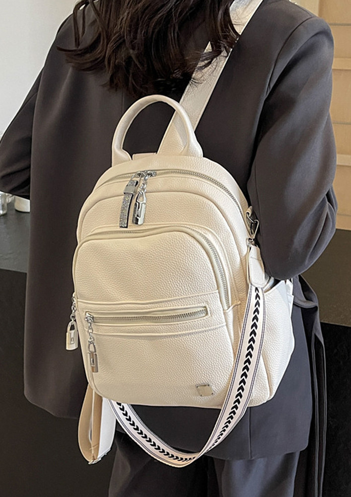 TEXTURED OFF-WHITE GEOMETRIC BACKPACK