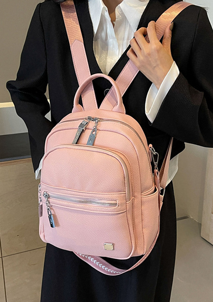 TEXTURED PINK GEOMETRIC BACKPACK