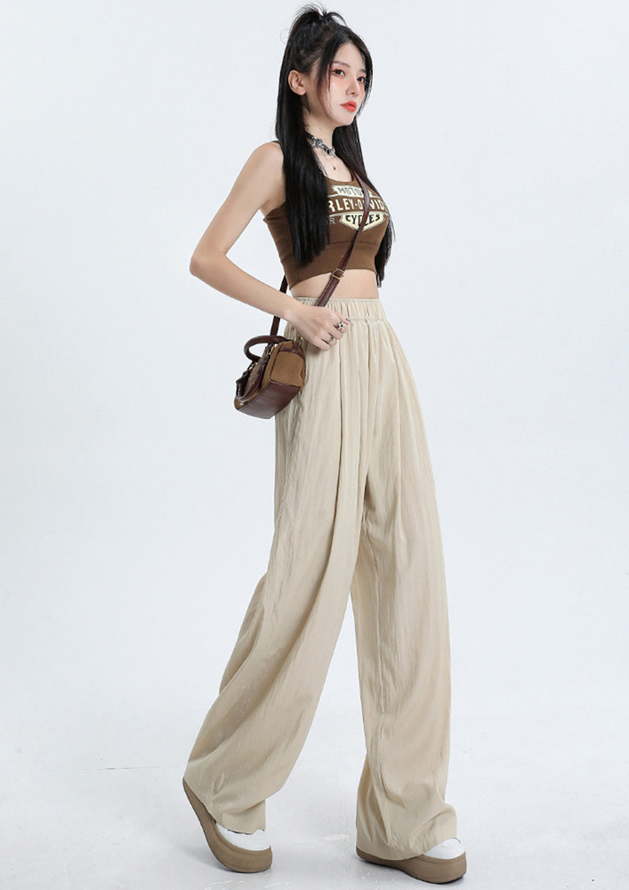 CASUAL APRICOT WIDE LEG PLEATED PANTS