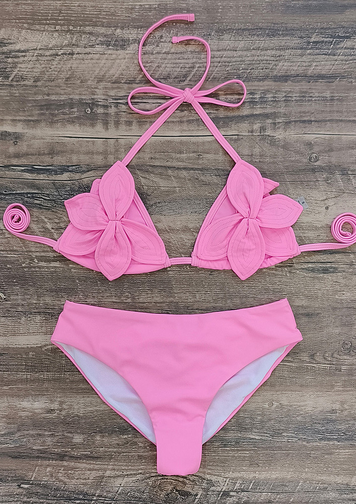 Pink Petal Decor Two Piece Beachwear Set
