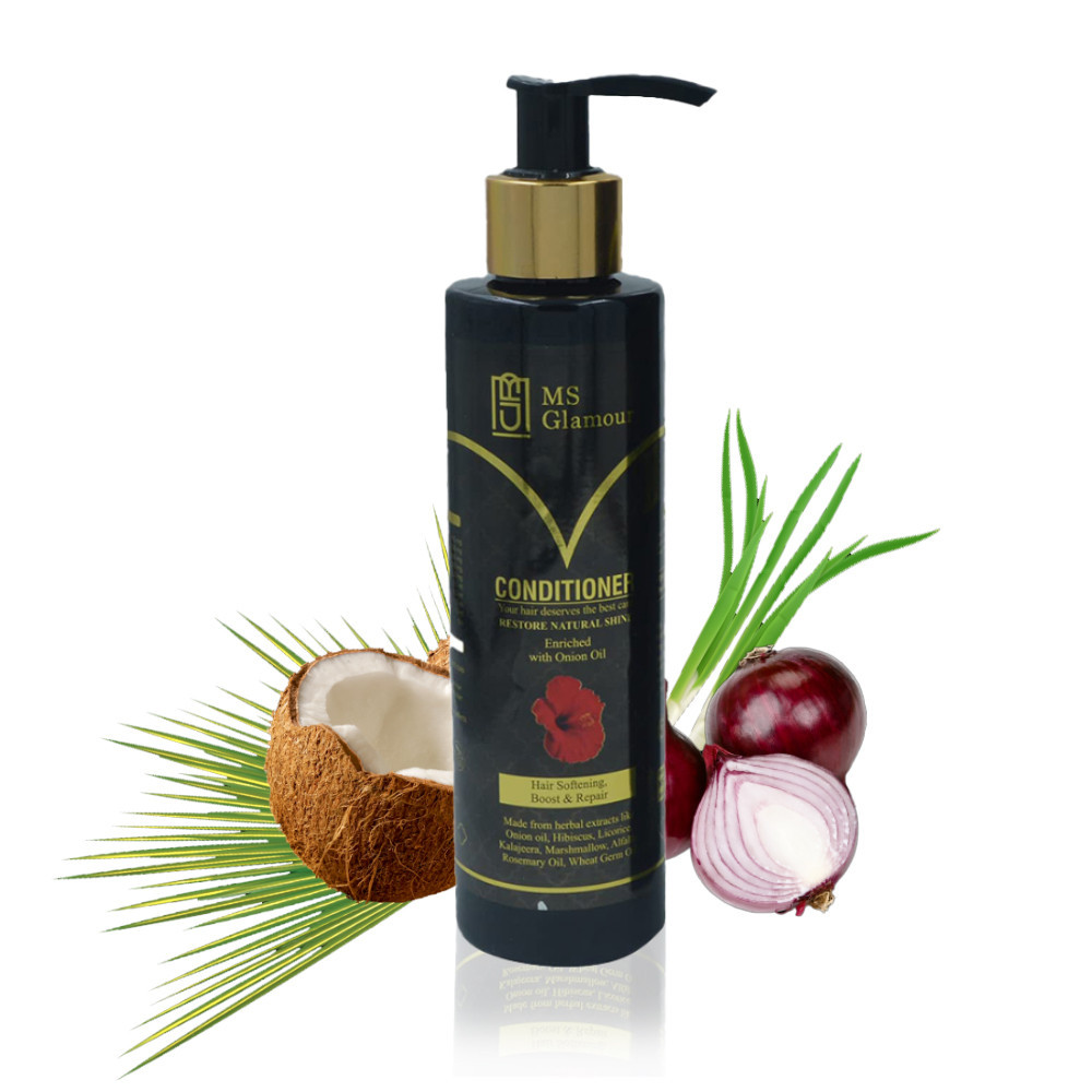 MS Glamour Conditioner with Onion Oil, Herbal Extract | Deeply Moisturizes Dry & Frizzy Hair - Men & Women