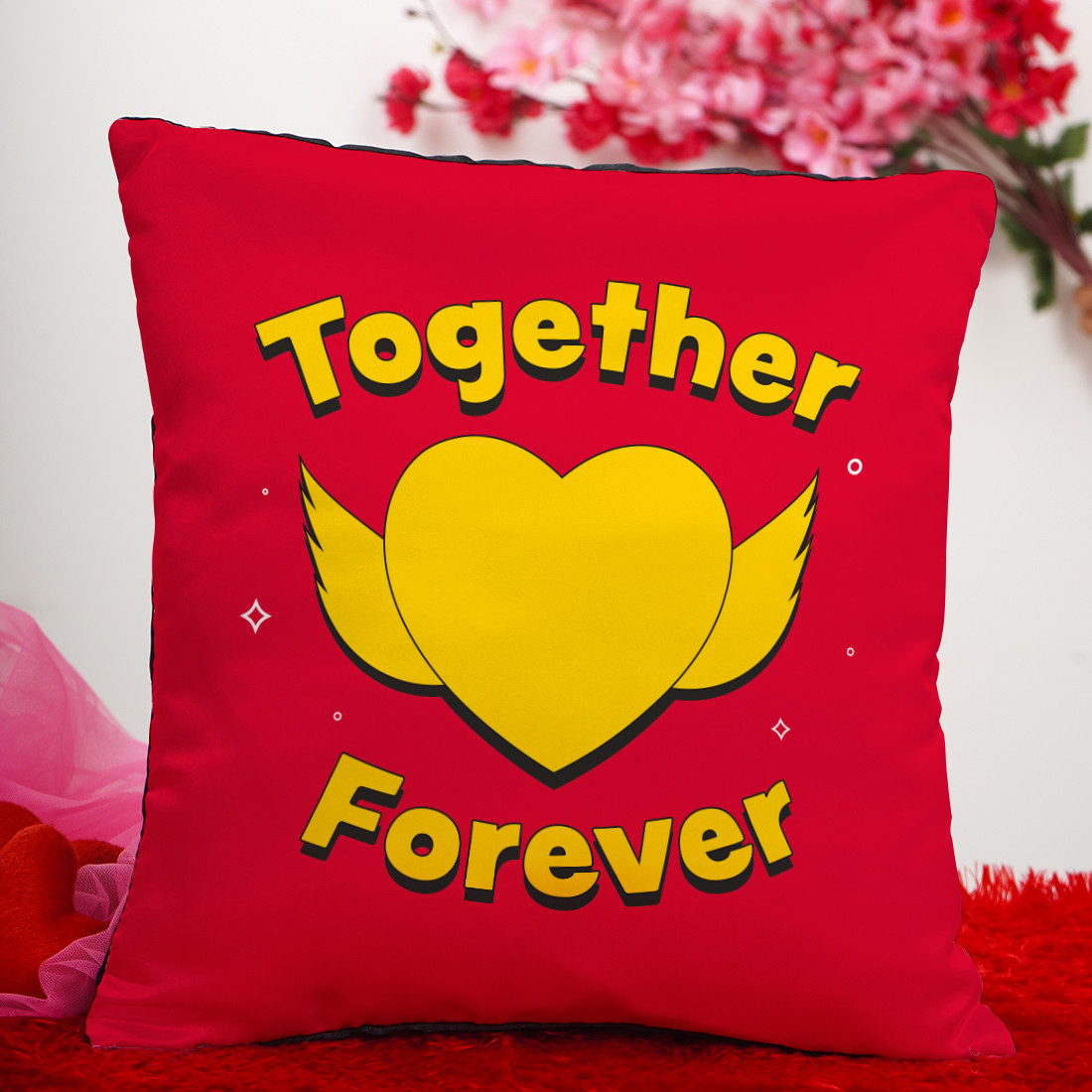 Buy Crazy Corner Together Forever Valentine's Day Cushion | Valentine's Gift  for Girlfriend/Boyfriend/Lover | Valentine's Gift For Husband/Wife | Quotes  Printed Cushion (12x12 Inches) for Women Online in India