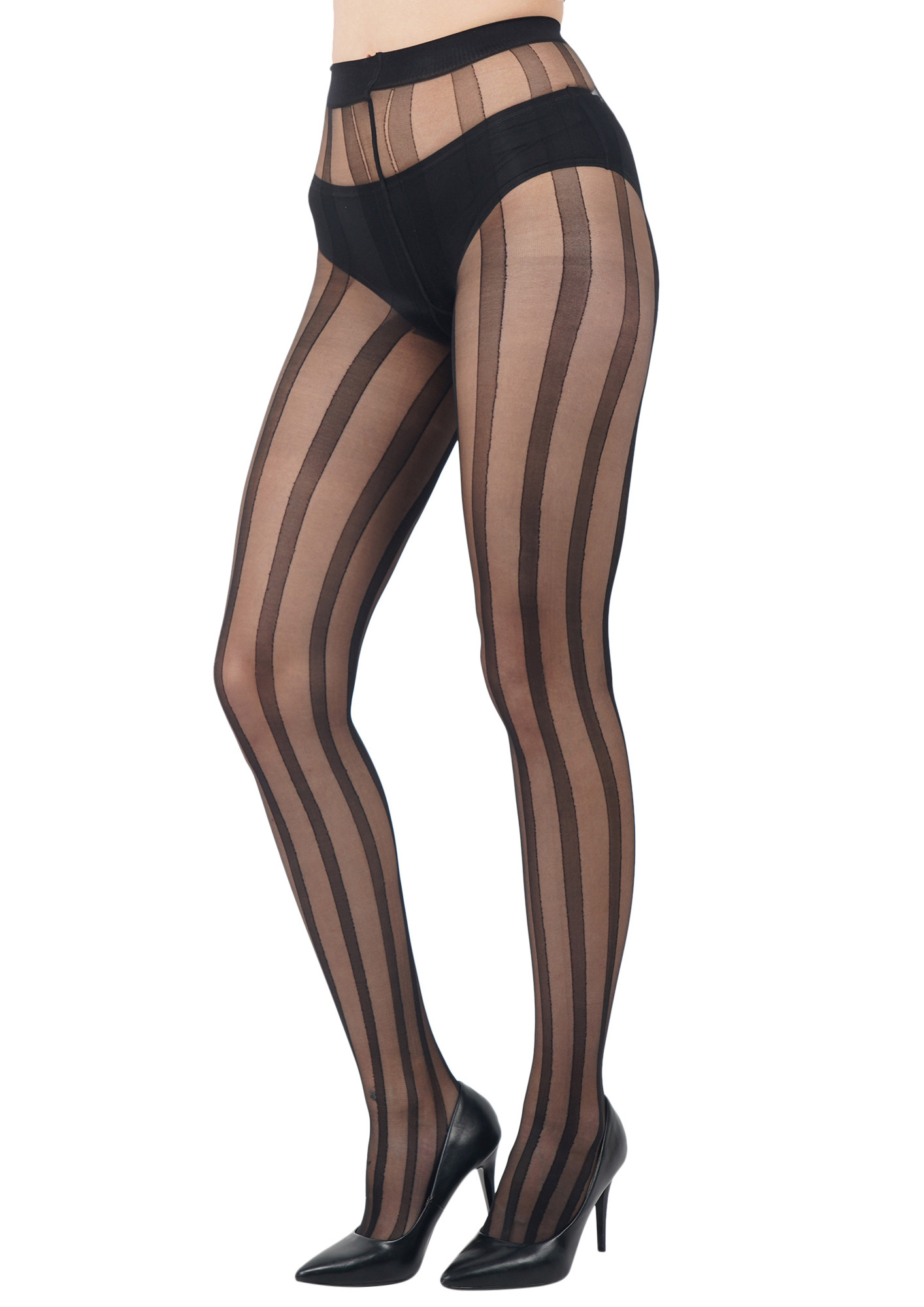 N2S NEXT2SKIN Women's Nylon Sheer Transparent Pantyhose Stocking (N2S_203, Black_8)