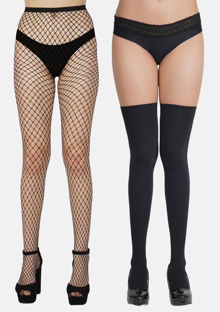 N2s Next2skin Women's Fishnet Pattern Mesh Pantyhose Stockings (n2s211_pz, Black, Large Net)
