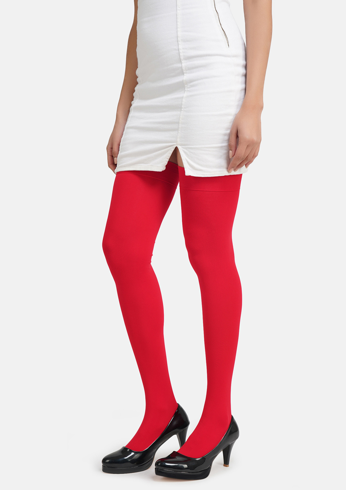 Buy N2S NEXT2SKIN Women's Thigh High Opaque Stockings (Red) for