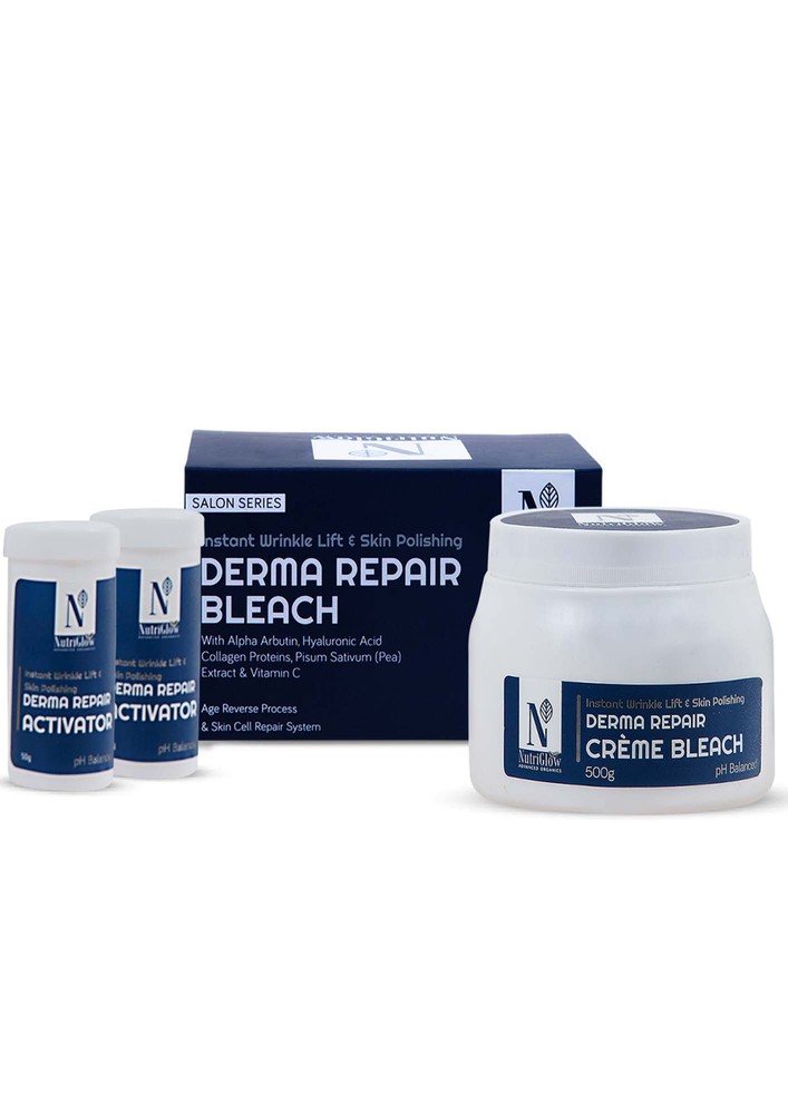 Nutriglow Advanced Organics Derma Repair Cream Bleach Kit For Fight With Hyper Pigmentation & Dark Spot, Instant Wrinkle Lift & Skin Polishing, 700gm