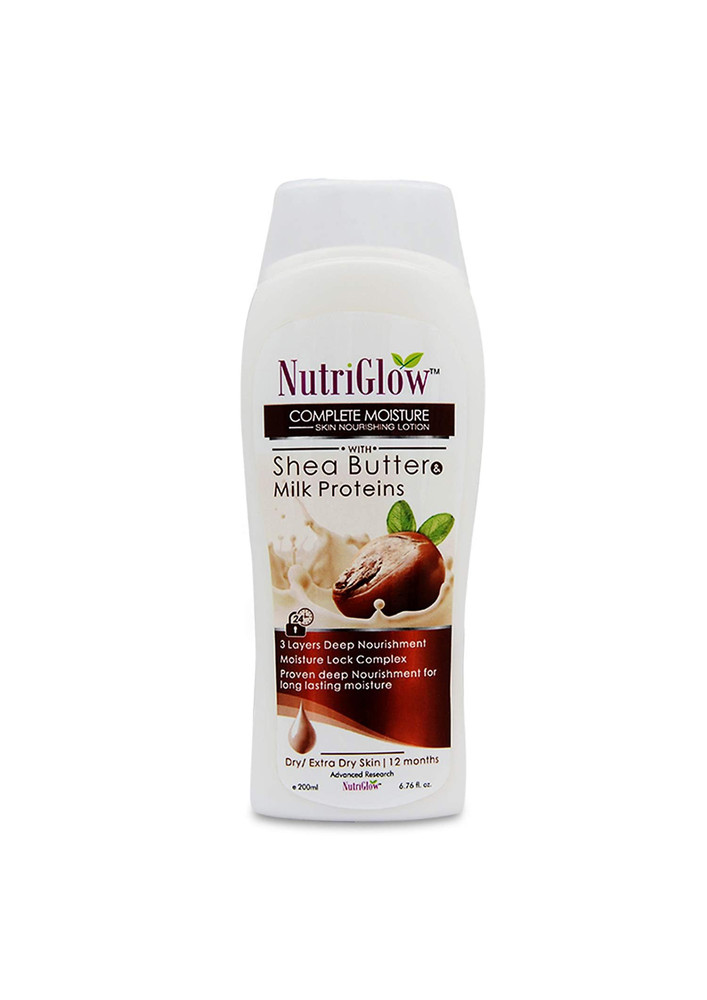 NutriGlow Complete Moisture Skin Nourishing Lotion With Shea Butter & Milk Protein (200 Ml) | Dry/Extra Dry Skin Type | Deep Nourishment