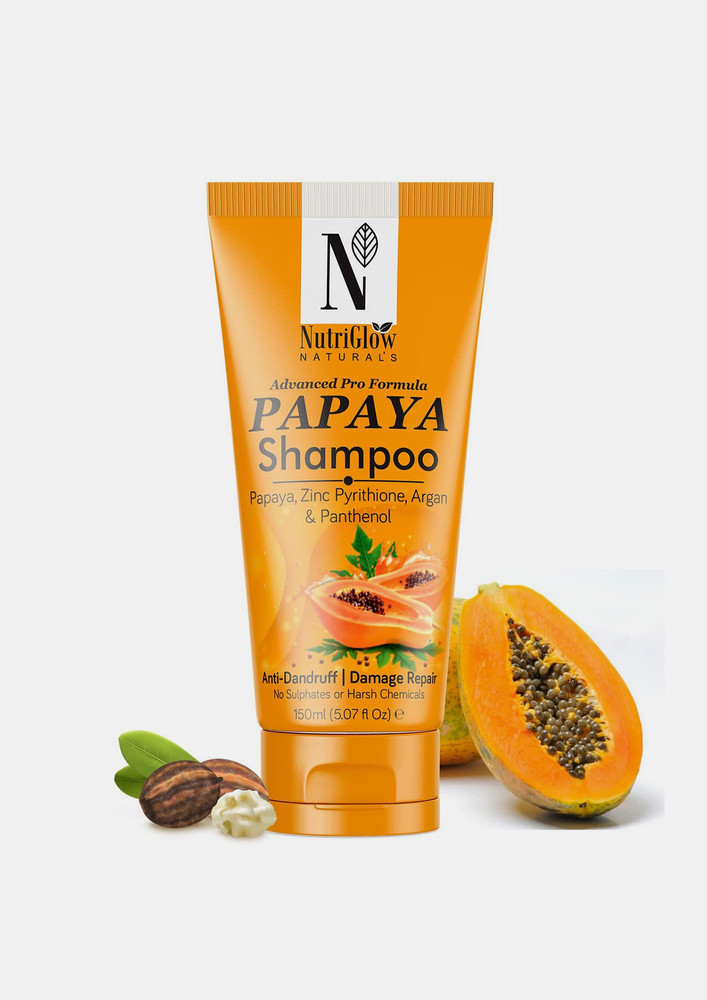NutriGlow NATURAL'S Advanced Pro Formula Papaya Shampoo for Hairfall Control, Thinning All Hair Type (150 ml)