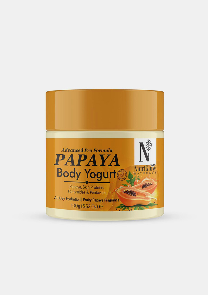 NutriGlow NATURAL'S Advanced Pro Formula Papaya Body Yogurt for Deep Hydration, Smooth Skin, Unisex (100 g)