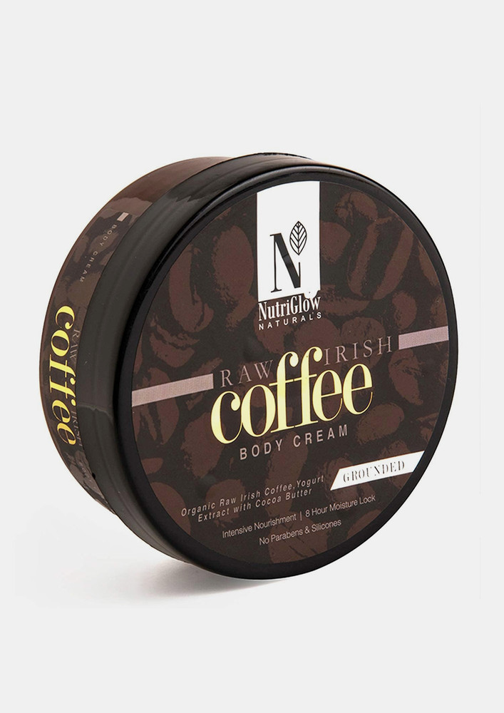 NutriGlow NATURAL'S Coffee Body Cream Non Greasy For Lightweight Up to 8 Hour Moisture Lock Deep Moisturizing For Dry & Damaged Skin, Bright Refreshed Skin All Day, Sulphate Free, 200 gm