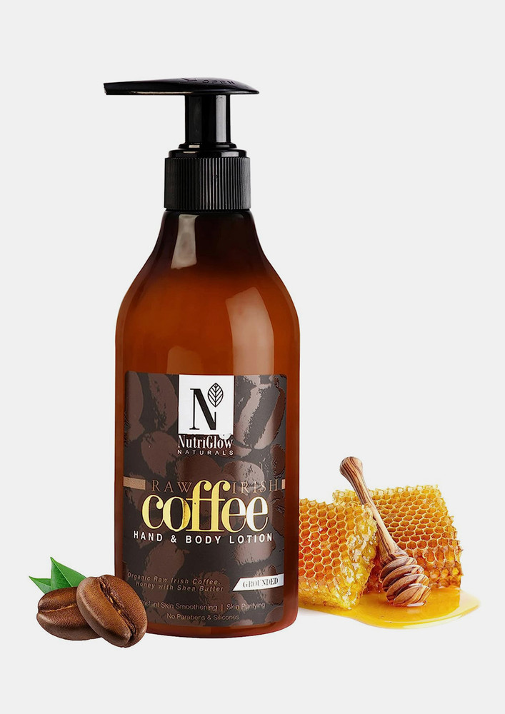 Nutriglow NATURAL'S Raw Irish Coffee Hand and Body Lotion With Honey & Shea Butter For Instant Skin Smoothening, Skin Purifying, No Sulphate & Silicones, 300ml