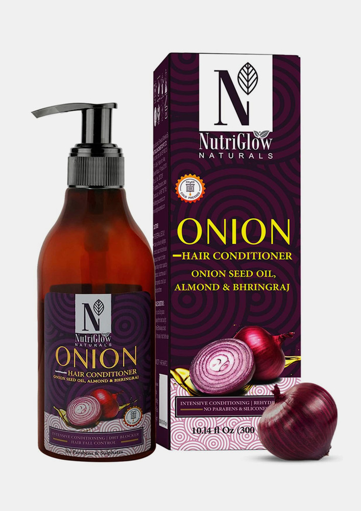NutriGlow NATURAL'S Onion Hair Conditioner With Almond Oil For Anti Hair Fall, Anti Dandruff, Repair Damage Hair, All Hair Typed (300 ml)