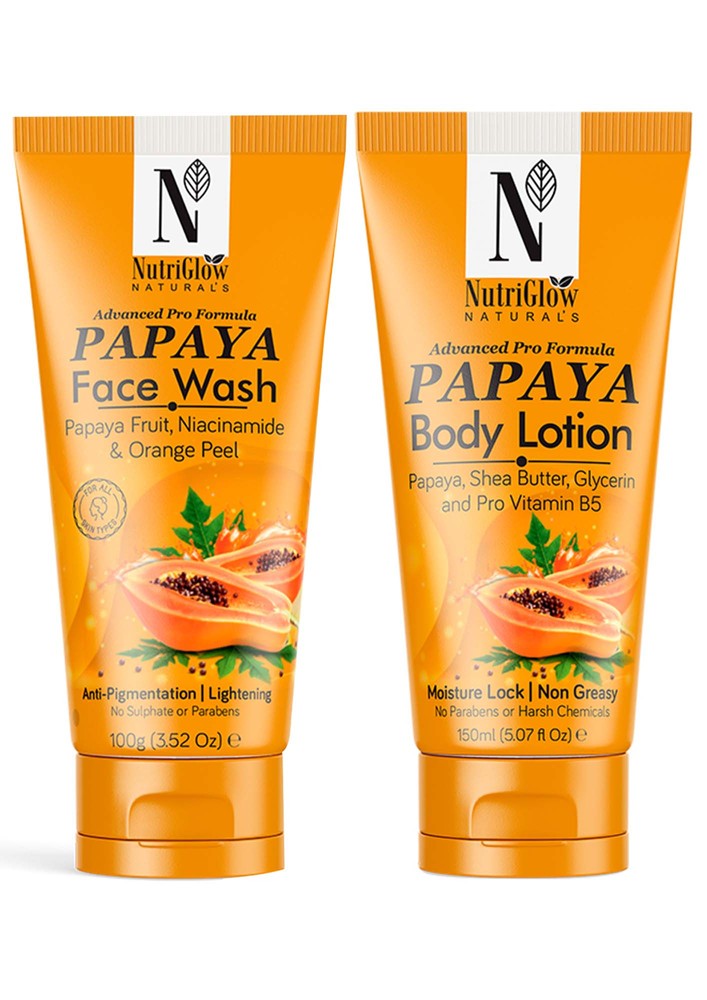 Nutriglow Naturals Papaya Face Wash (100gm) & Papaya Body Lotion (150 Ml) For Daily Use