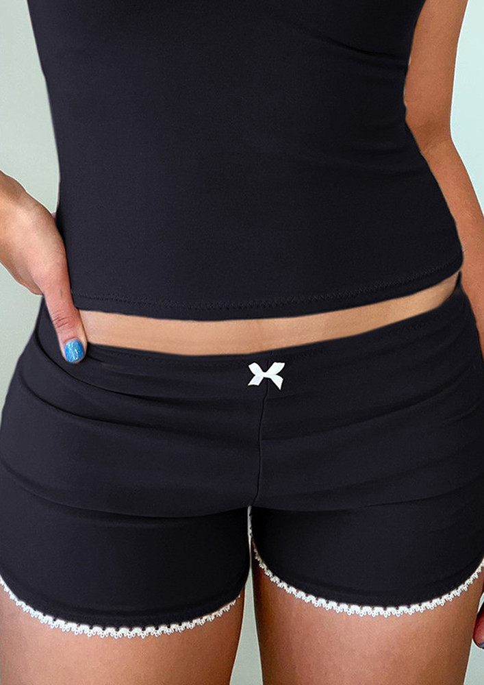 Black Fitted Low-rise Shorts