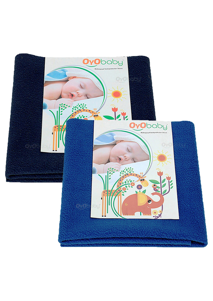 Oyo Baby Baby Bed Protector Sheet, Baby Waterproof Sheet, Baby Dry Sheet Pack Of 2 (Royal Blue, Dark Blue)-OB-2000-RB+DB