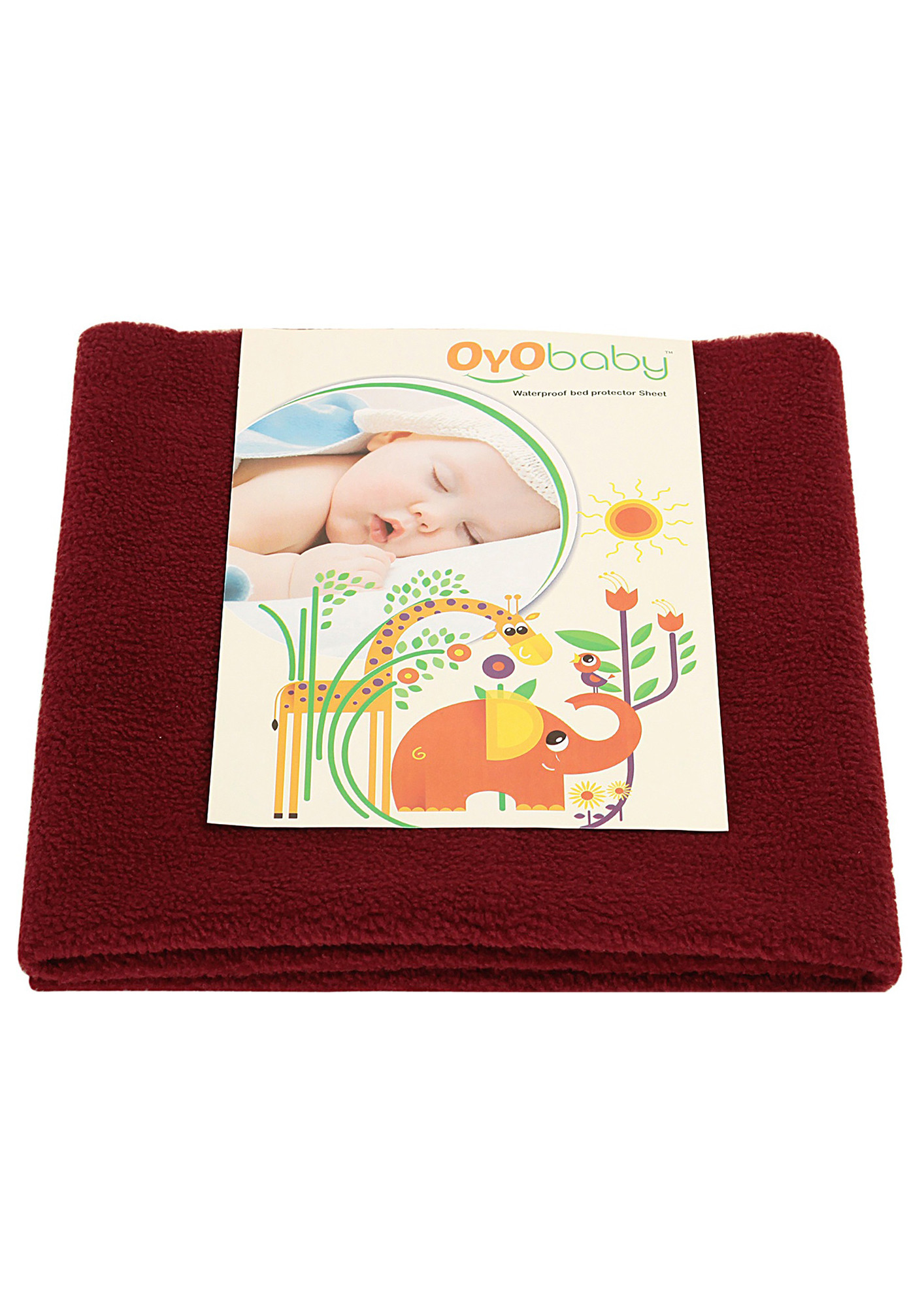 Oyo Baby Cotton Baby Bed Protecting Mat (Maroon, Small)-OB-2020-M